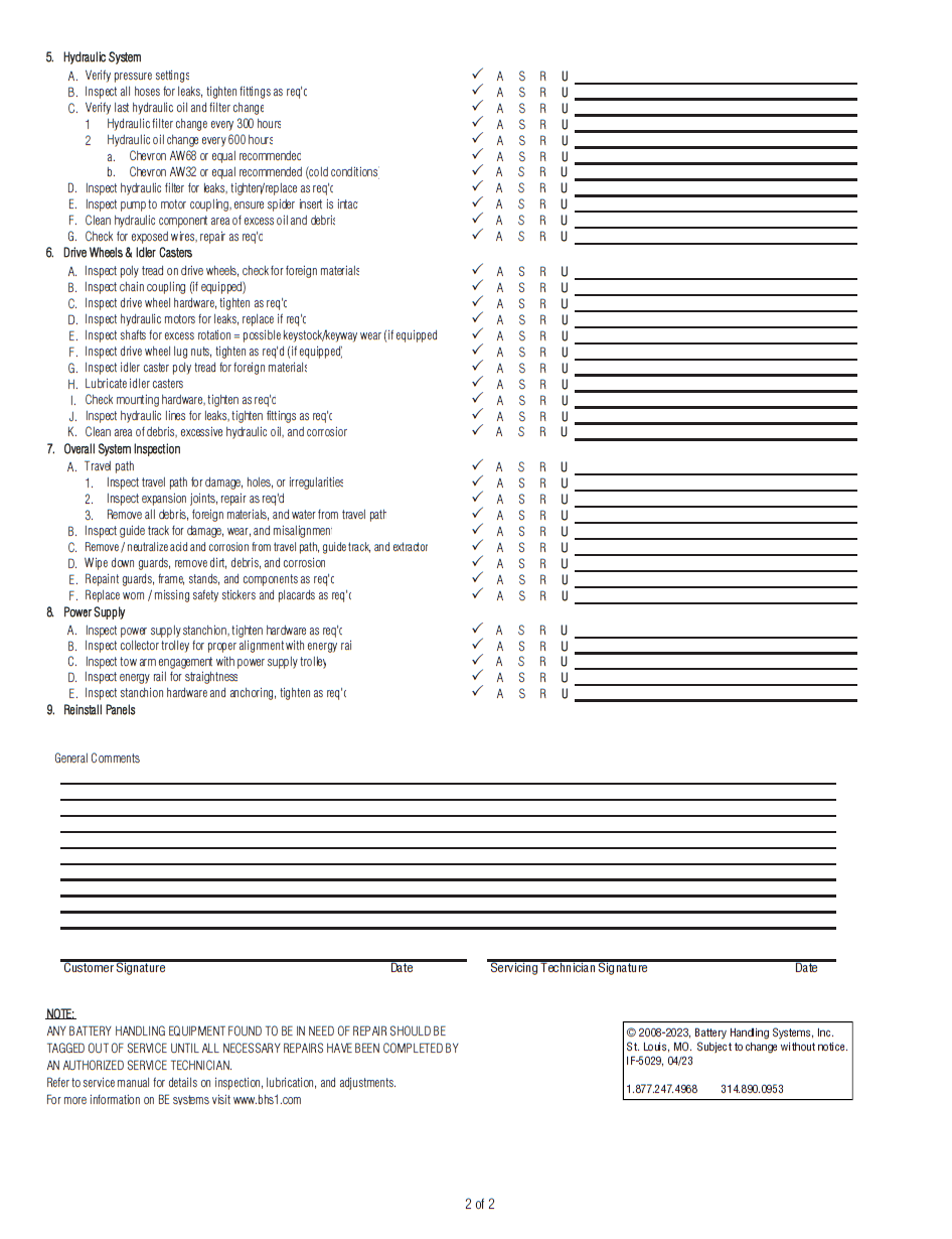 Battery Extractor Series - Vacuum Extraction Planned Maintenance Inspection Report Page 2
