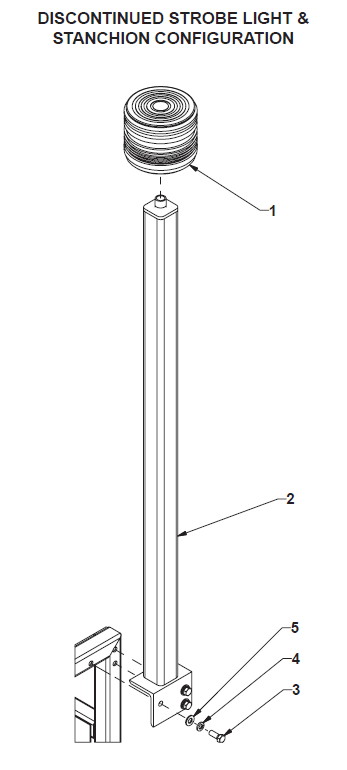 BE-SL & BE-DS Discontinued Strobe Light and Stanchion Configuration
