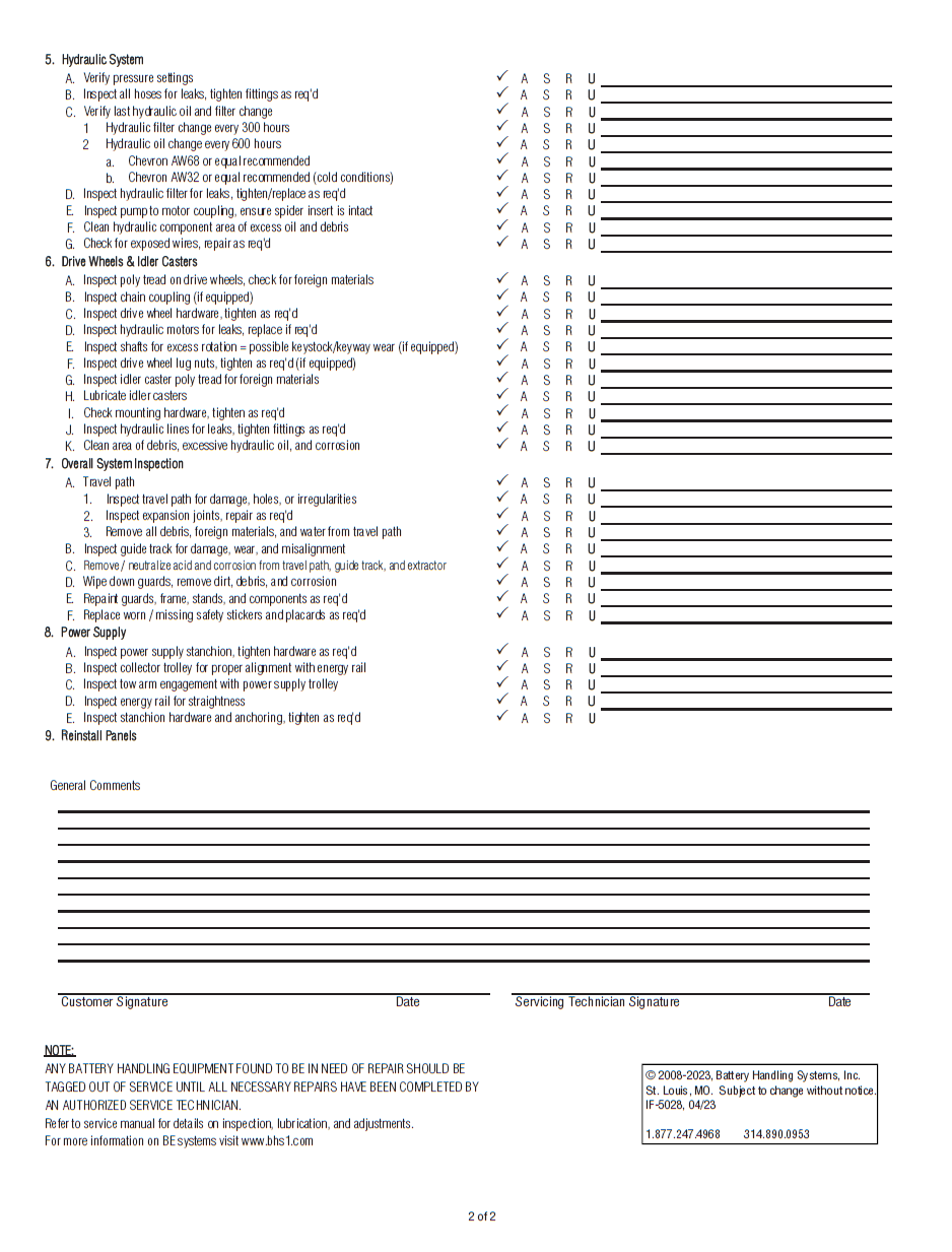 Battery Extractor Series - Magnet Extraction Planned Maintenance Inspection Report Page 2