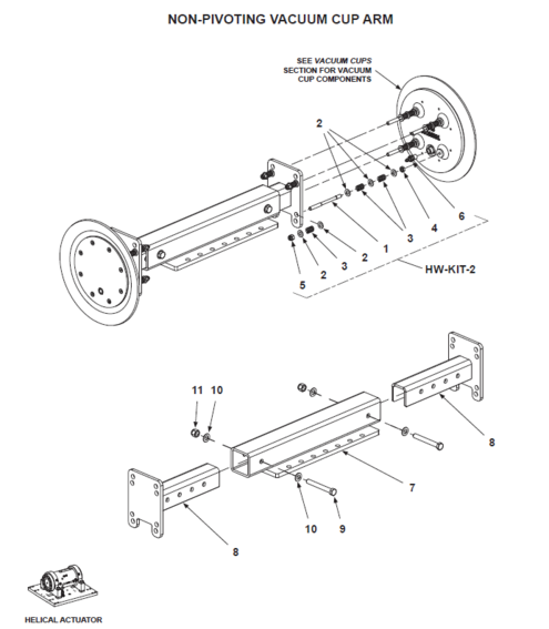 BE-SL & BE-DS Non-Pivoting Vacuum Cup Arm (Helical Actuator)
