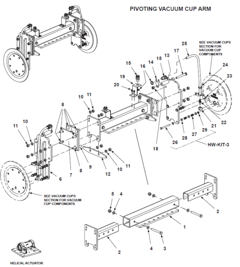BE-SL & BE-DS Pivoting Vacuum Extractor Cup Arm (Helical Actuator)