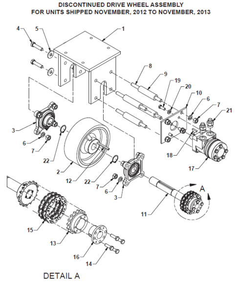 BE-SL & BE-DS Discontinued Drive Wheel Assembly (November 2012 to November 2013))