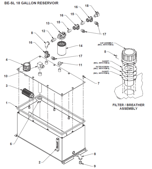 BE-SL 18 Gallon Reservoir