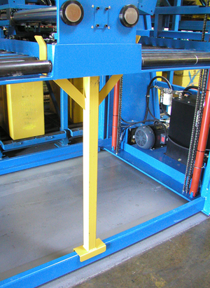 Raised BE roller bed positioned on service stands