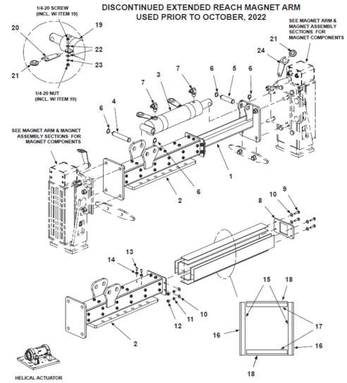 BE-TS (Discontinued) Extended Reach Magnet Arm (Helical Actuator)