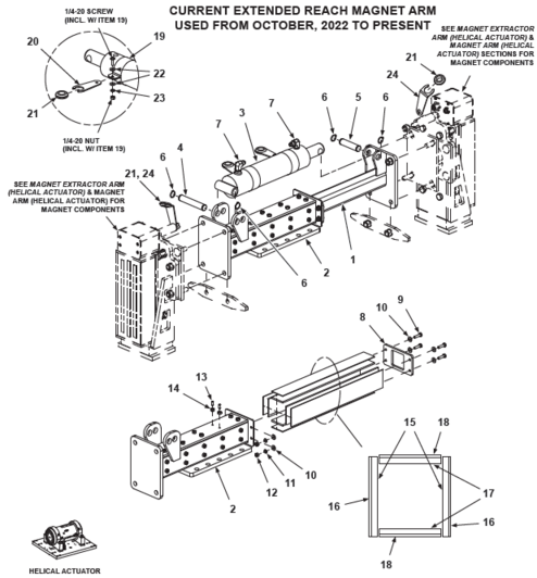 BE-SL & BE-DS Current Extended Reach Magnet Arm (Helical Actuator)