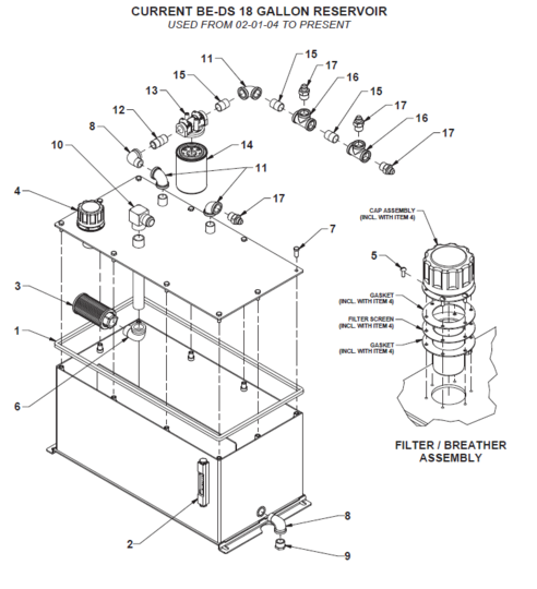 Current BE-DS 18 Gallon Reservoir (February 2004 to Present)