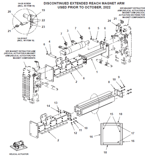 BE-SL & BE-DS Discontinued Extended Reach Magnet Arm (Helical Actuator)